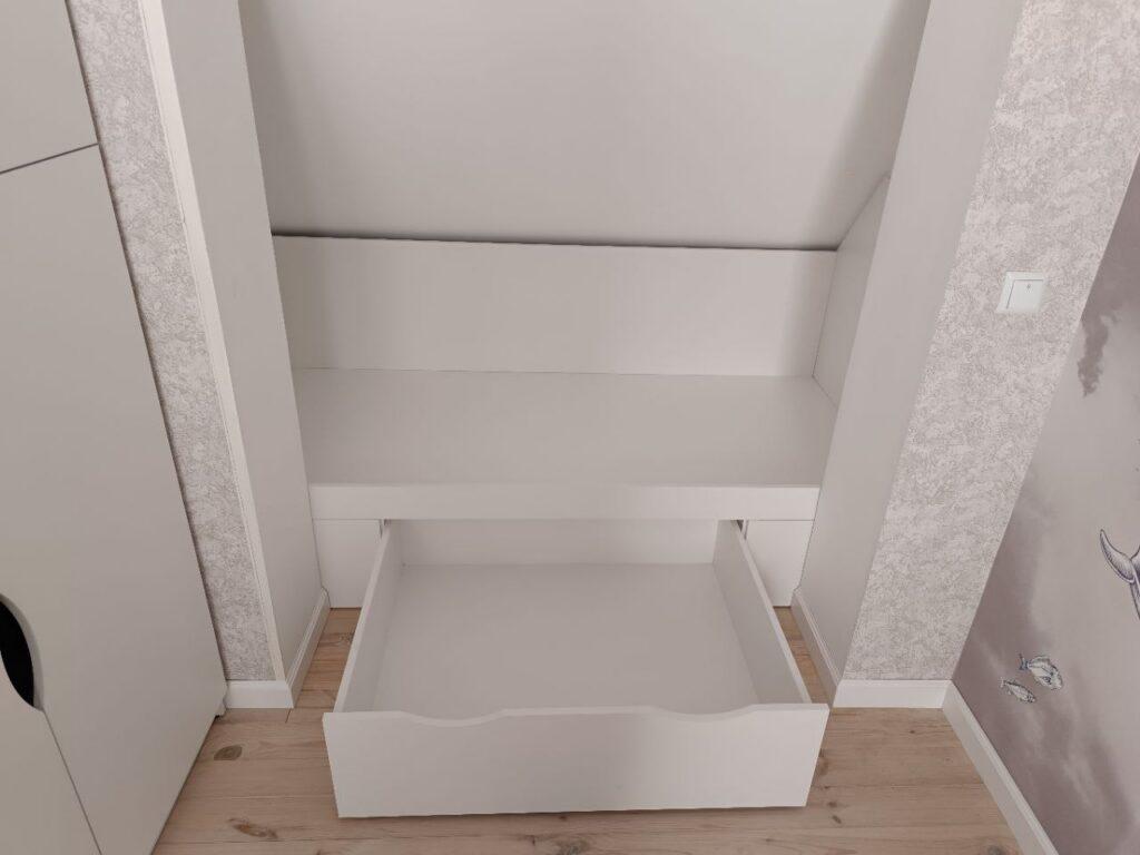 Біле дитяче ліжко з шухлядами